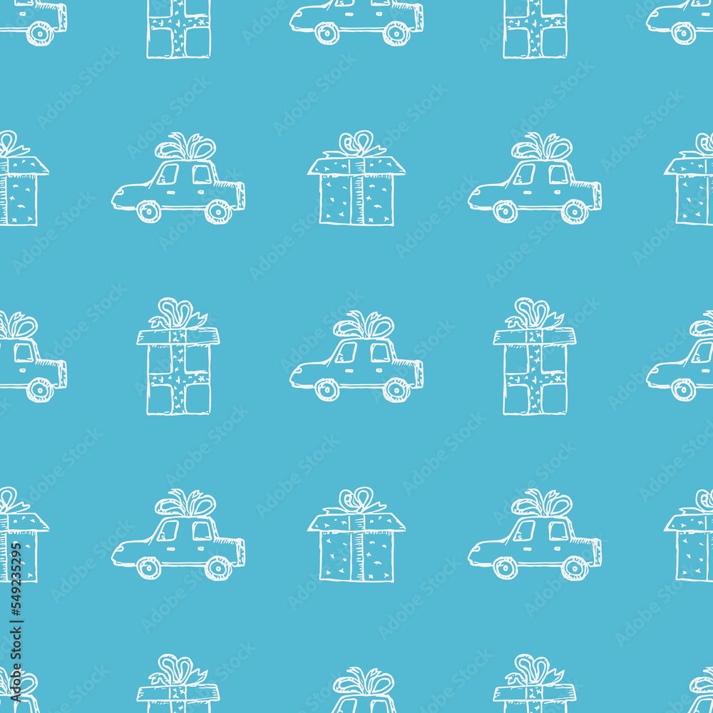 Seamless christmas pattern. christmas ornament. Doodle illustration with new year icons