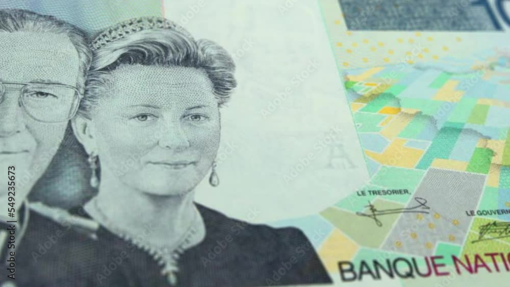 Belgium Belgian Franc 10000 Banknotes, Ten Thousand Belgian Franc, Close-up and macro view of the Belgian Franc, Tracking and Dolly Shots 10000 Belgian Franc banknote Observe and Reserve Side,