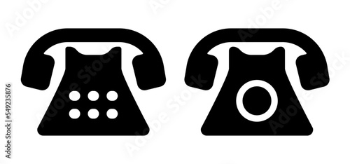 Phone icons set. Black icons isolated on white background.