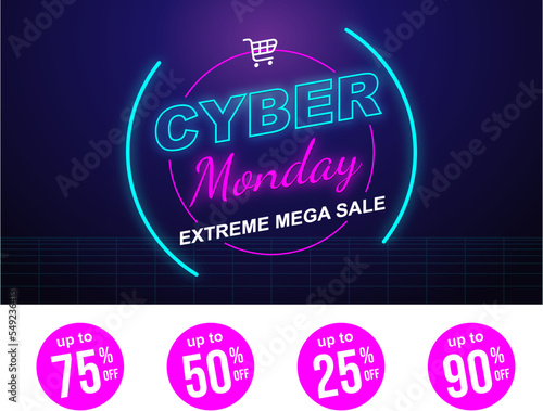 Creative Hight Tech Cyber Monday Banner, Sale Banner Vector. 4K design