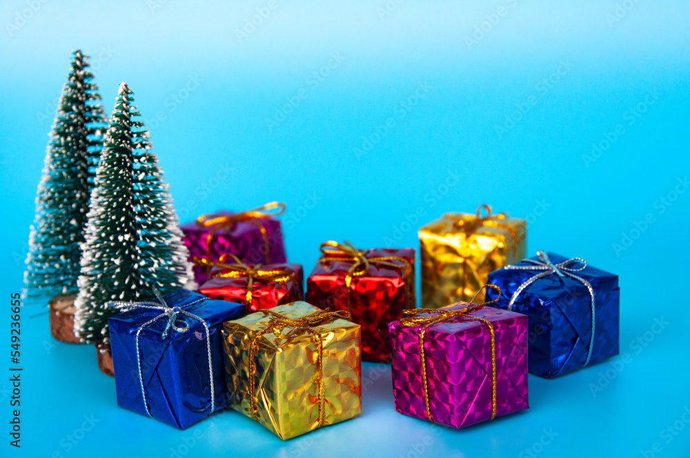 Christmas presents with on white background with customizable space for text. Christmas celebration. Christmas presents with on white background with customizable space for text. Christmas celebration.