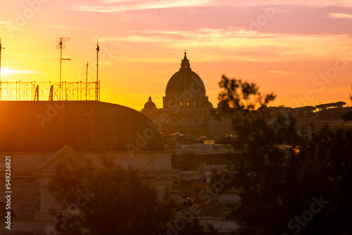 Rome  Italy- November 2022  Romantic sunset view from Trinit   dei Monti terrace