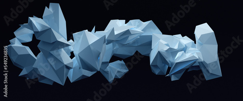 3d skulptur aus geometrischen dreiecken, moderne kunst aus polygonen, studio beleuchtung, schwarzer hintergrund, futuristisch und luxuriös, high quality & resolution, reflective materials  