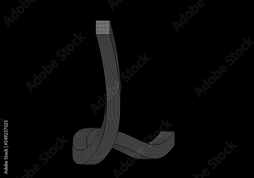 Hand drawn L letter. Abstract L letter.