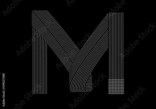 Hand drawn M letter. Abstract M letter.