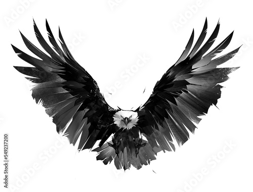 art portrait of a flying bird eagle on a white background