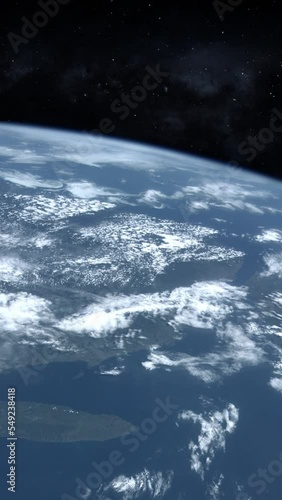 Gulf of Saint Lawrence atlantic ocean coastline view from space planet earth rotating time lapse. Vertical video animation contains public domain images furnished by Nasa photo