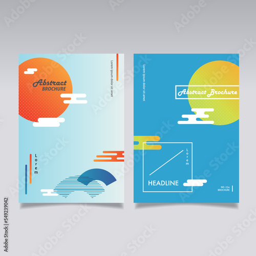 Two abstract geometric memphis templates. Universal cover Designs for Annual Report, Brochures, Flyers, Presentations, Leaflet, Magazine.