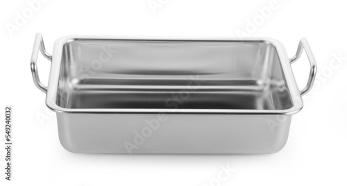 stainless steel pan isolated on white.