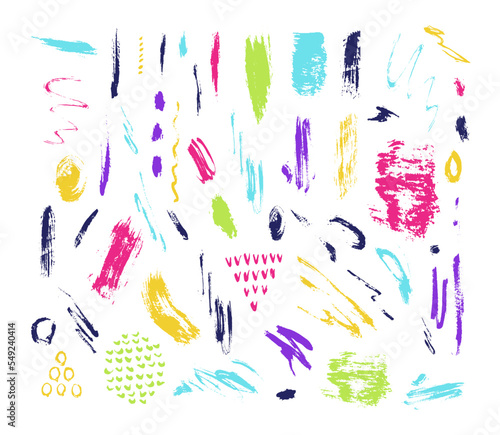 Texture shape element, colorful strike design set, isolated on white vector i...