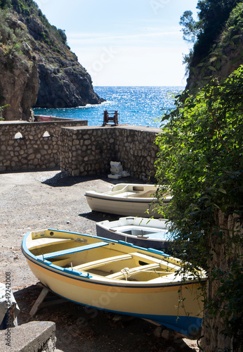 fishing boats in the Crapolla fjord, on the Amalfi coast