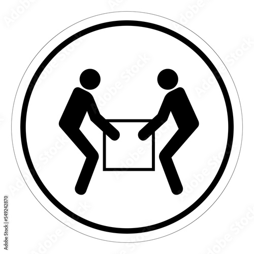 Use Two Person Lift Of Circle Symbol Sign, Vector Illustration, Isolate On White Background Label .EPS10