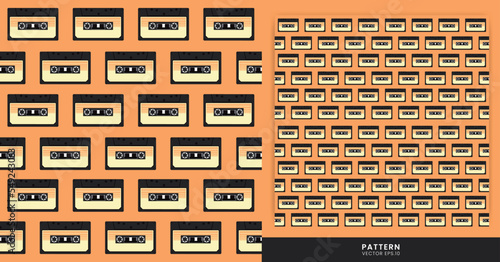 Brown Audio Cassette Tape Pattern. Old-Fashioned Analog Mixtapes. Vector Illustration Pattern Wallpapers.