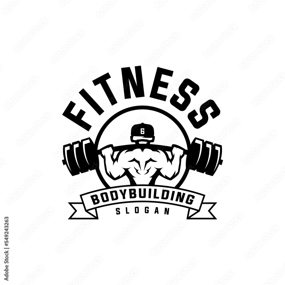 Obraz premium Icons for bodybuilding and fitness, emblems for a fitness house, Hard work, and suitable for a merchandise t-shirt, Bodybuilding emblem