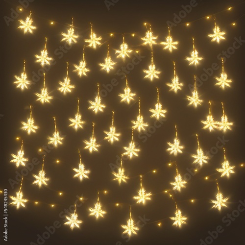 Christmas warm gold lights with dark background and glitter overlay