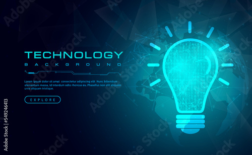 Digital technology creative mind idea business thinking green blue background, light bulb inspiration and innovation, abstract tech future vision, Ai big data, internet network, illustration vector