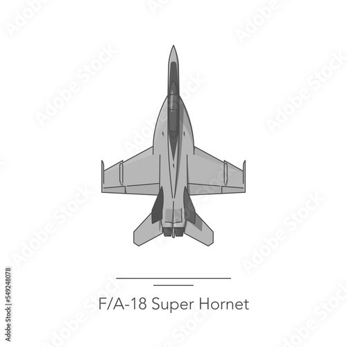 F/A-18 Super Hornet outline colorful icon. Isolated fighter jet on white background. Vector illustration