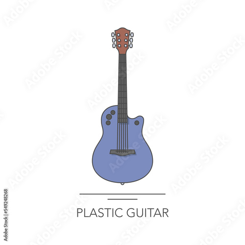 Plastic acoustic guitar outline colorful icon. Vector illustration