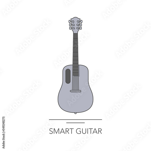 Smart acoustic guitar outline colorful icon. Vector illustration
