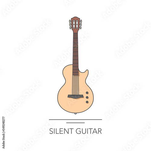 Silent guitar outline colorful icon. Vector illustration