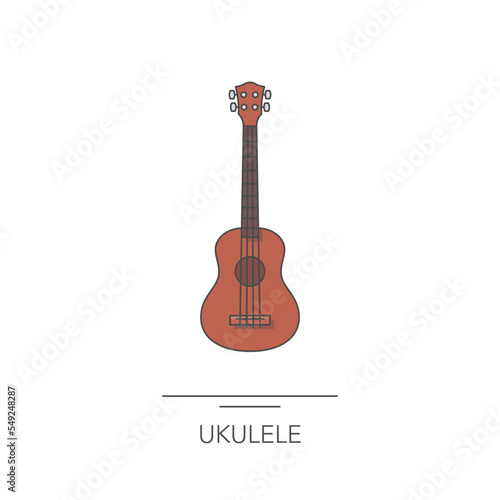 Ukulele guitar outline colorful icon. Vector illustration