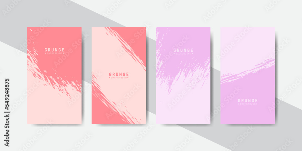 red and pink pastel colors abstract grunge banners collection for social media template stories