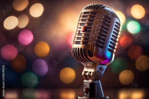 Microphone in a bokeh effect background