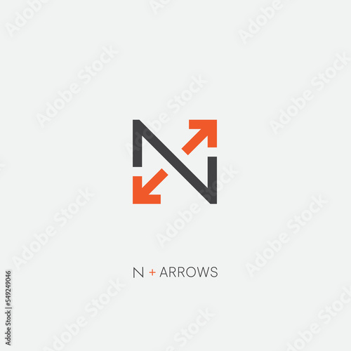 Free Download Letter N plus arrows logo icon template - GFXLoad