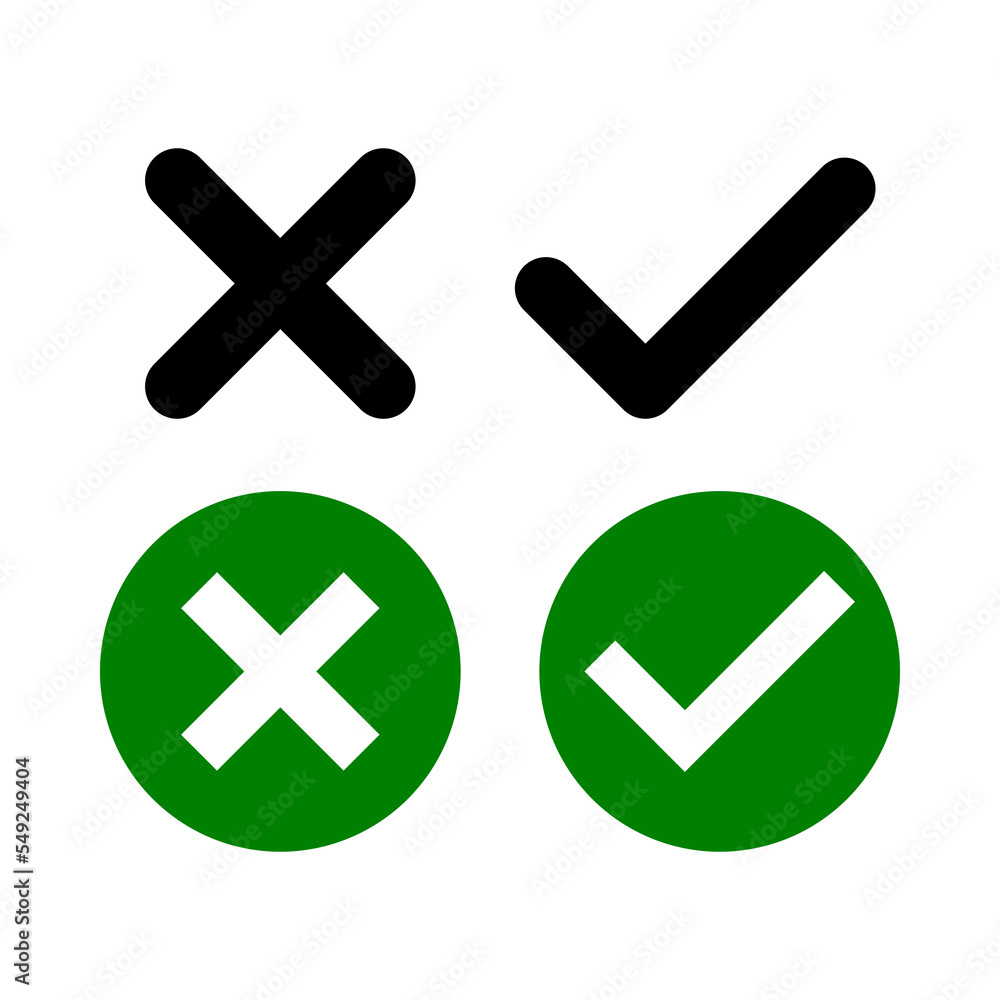 check mark and wrong mark on white background check mark and wrong mark on white background