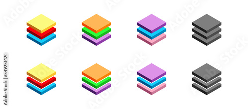 Colorful and black layer icon set. Vector EPS 10