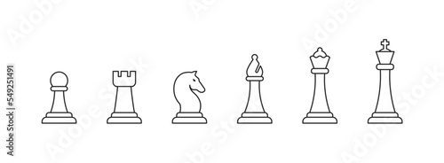 Print op canvas Chess icon set. Black and linear. Vector EPS 10