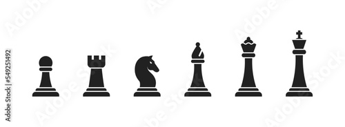 Chess icon set. Black and linear. Vector EPS 10