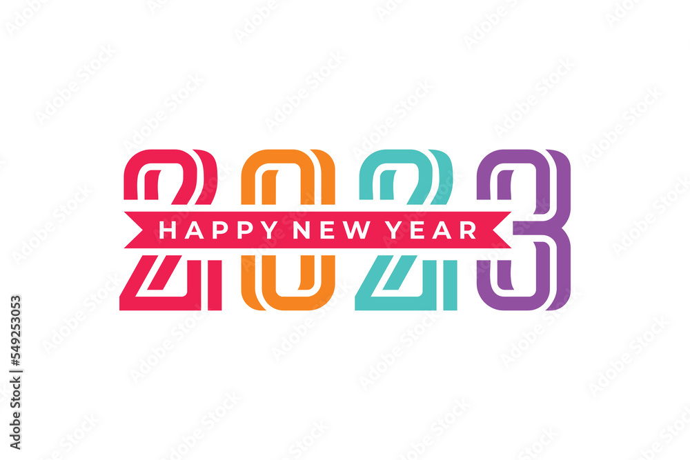Happy new year 2023 logo design new year 2023 text design vector template