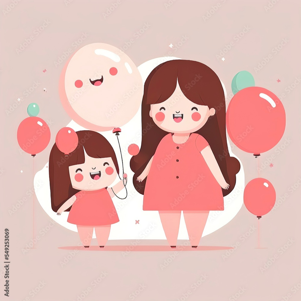 pastel cartoon mothers day for greeting card, social media, clip art, clipart, gift. mother and daughter together doing activies pastel cartoon mothers day for greeting card, social media, clip art, clipart, gift. mother and daughter together doing activies