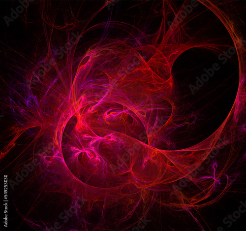illustration of a scarlet space planet star system, color graphics, background