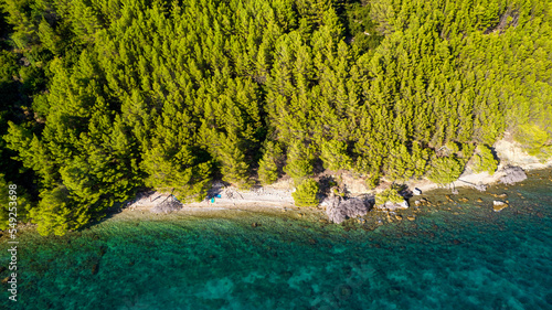 Attractive morning seascape of Adriatic sea. Marvelous summer view of small beach in famous resort - Tucepi  Makarska Croatia  Europe. Beautiful world of Mediterranean countries.