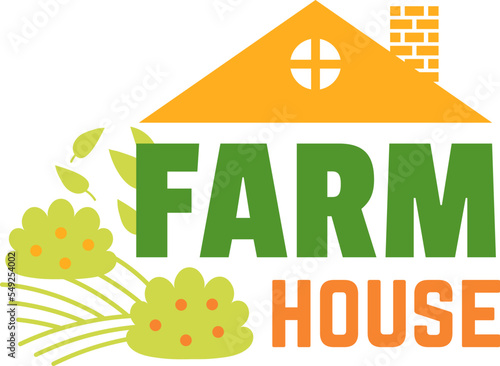 Fresh food farm label organic natural badge icon healthy vector isolated on w...