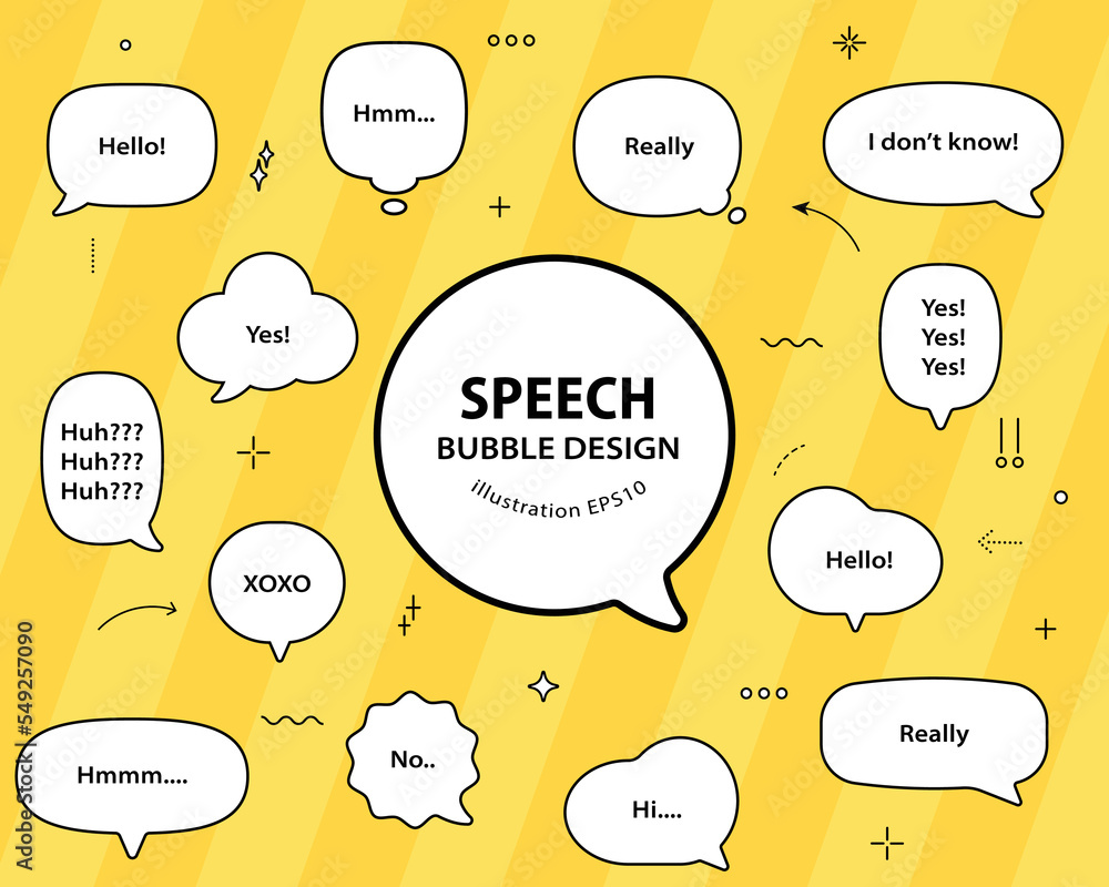 Set hand drawn speech bubbles. empty text box different shapes balloons ...