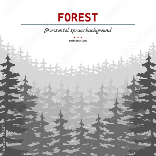 Vector silhouette of Treeline Spruce And Pines.Horizontal spruce background.Spruce treeline	