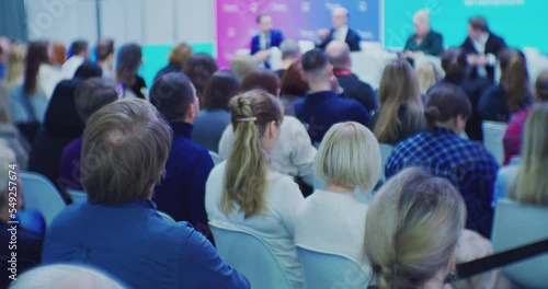 Wallpaper Mural View of the stage during a seminar from the back of the conference hall.view from the back. Torontodigital.ca