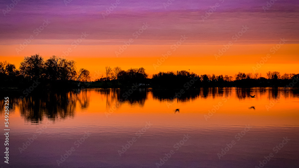 sunset over the lake