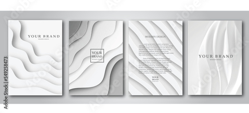Modern cover design set. Creative silver background with abstract pattern. Elegant trendy vector collection for catalog, brochure template, invite layout, booklet
