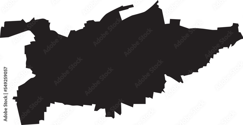 Black flat blank vector map of the German town of LUDWIGSBURG, GERMANY Black flat blank vector map of the German town of LUDWIGSBURG, GERMANY