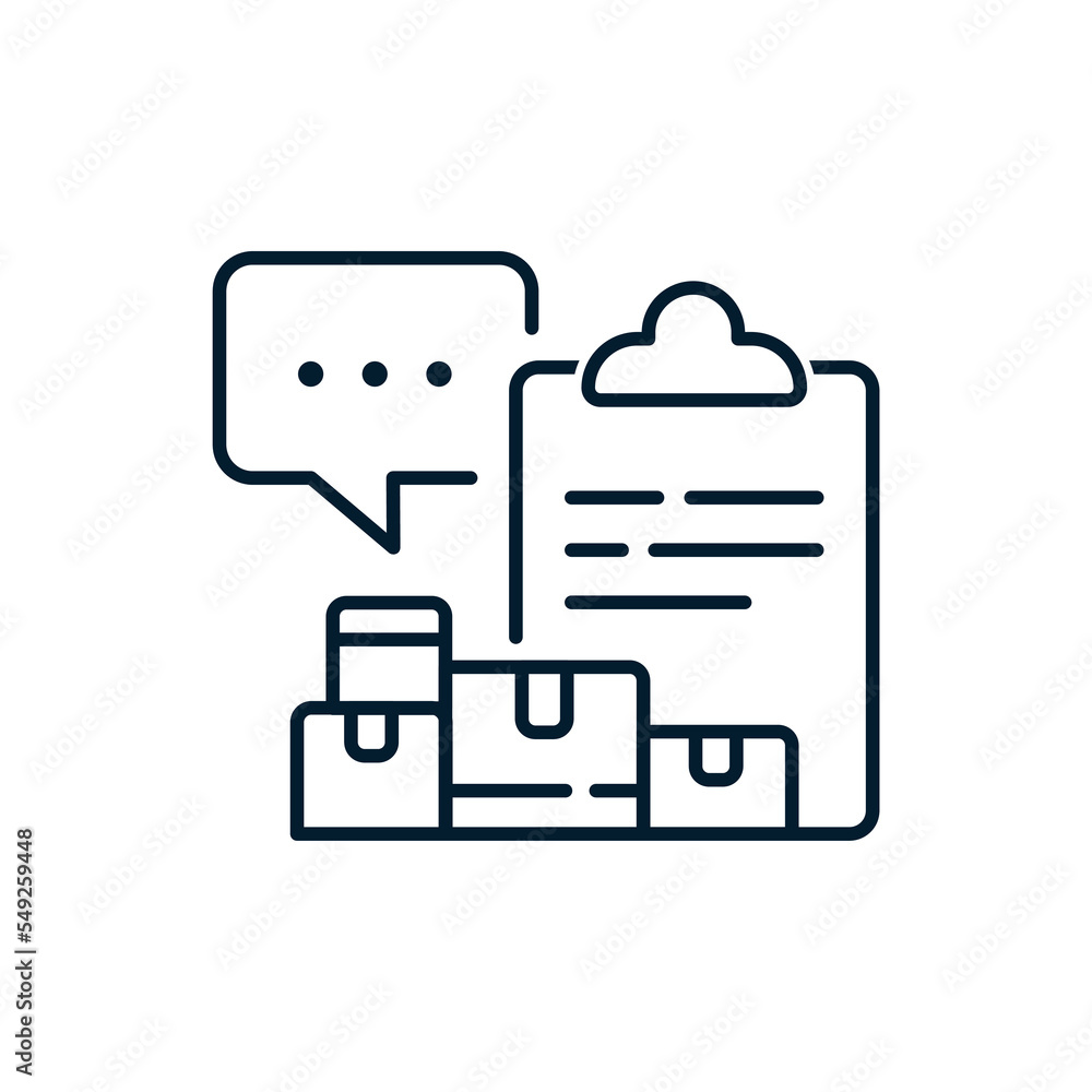 The concept of a checklist of goods, inventory. Vector icon isolated on white background. The concept of a checklist of goods, inventory. Vector icon isolated on white background.