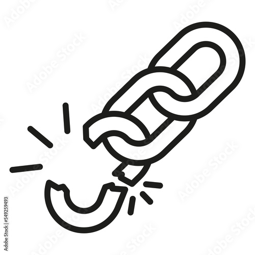 Broken chain or weakness outline icon. Broken connection vector illustration