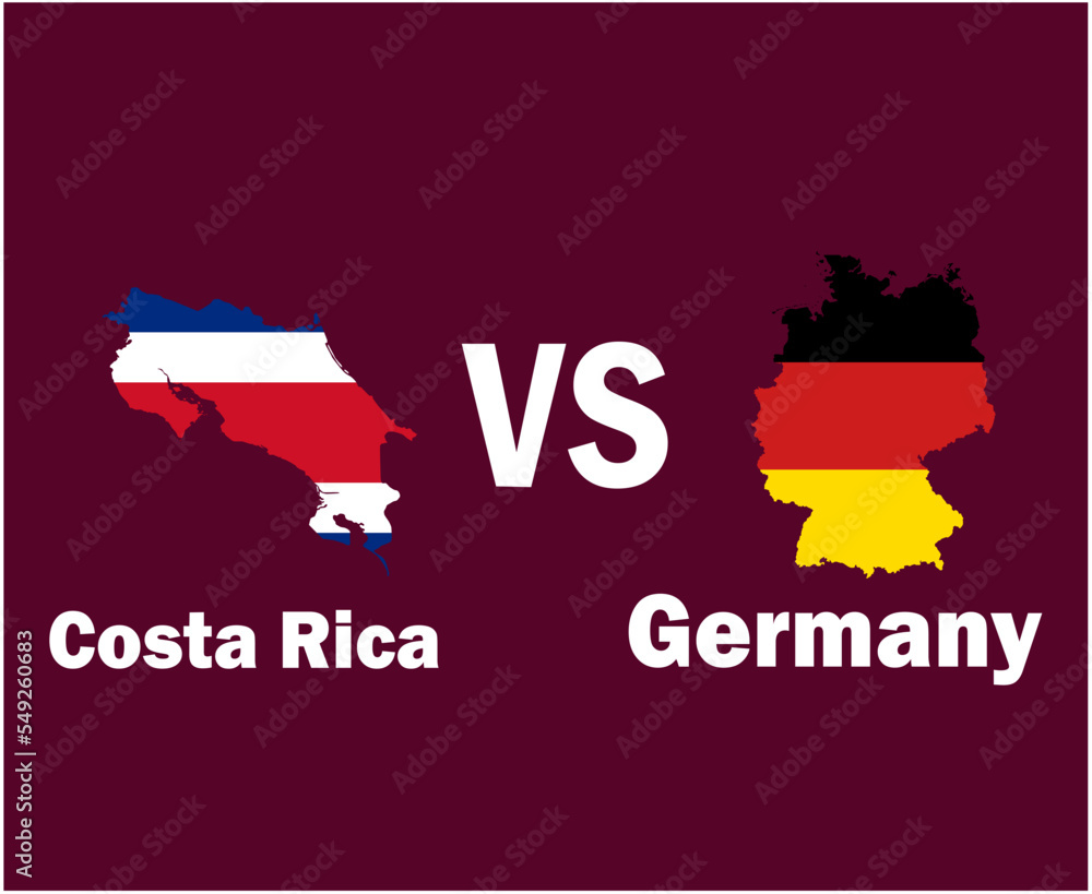 Costa Rica And Germany Map Flag With Names Symbol Design North America And Europe football Final Vector North American And European Countries Football Teams Illustration