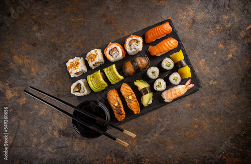 Variety of Japanese sushi