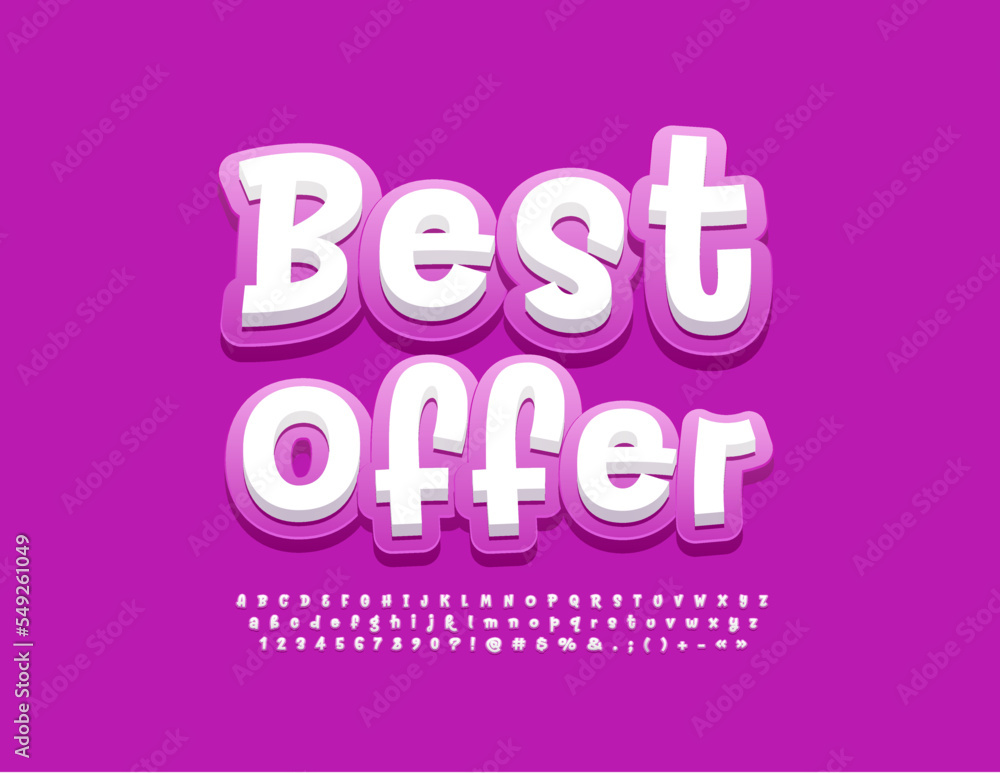 Vector advertising Banner Best Offer. Bright Funny Font. Artistic Alphabet Letters and Numbers set Vector advertising Banner Best Offer. Bright Funny Font. Artistic Alphabet Letters and Numbers set