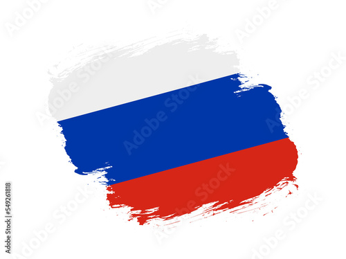 Stroke brush textured flag of russia on white background