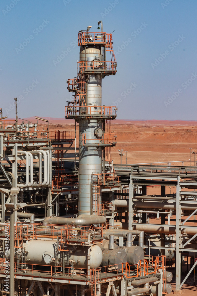 Fototapeta premium Petrochemical industry, gas production, Algerian desert